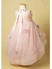 Pleated Tulle Floral Flower Girl Dress